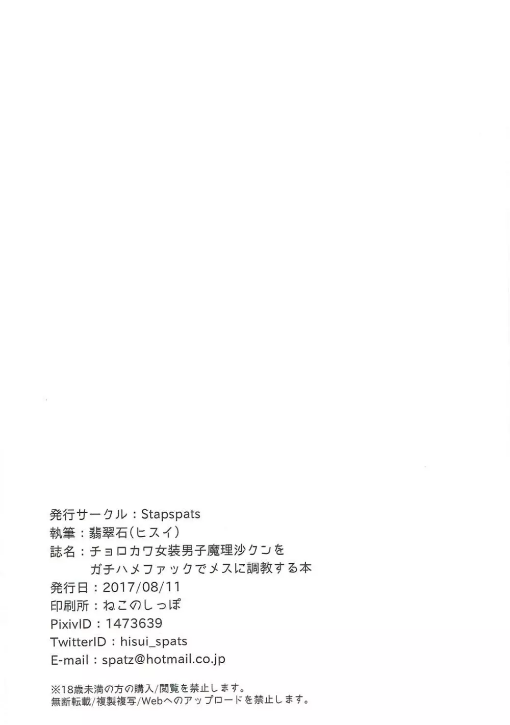 チョロカワ女装男子魔理沙クンをガチハメファックでメスに調教する本 - page21