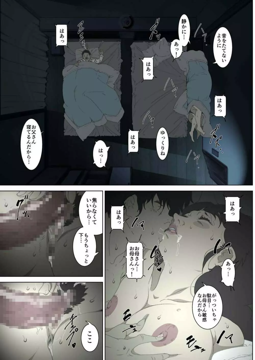 両親が寝ている寝室に忍び込み、母親に夜這いをかける息子の話。 - page29