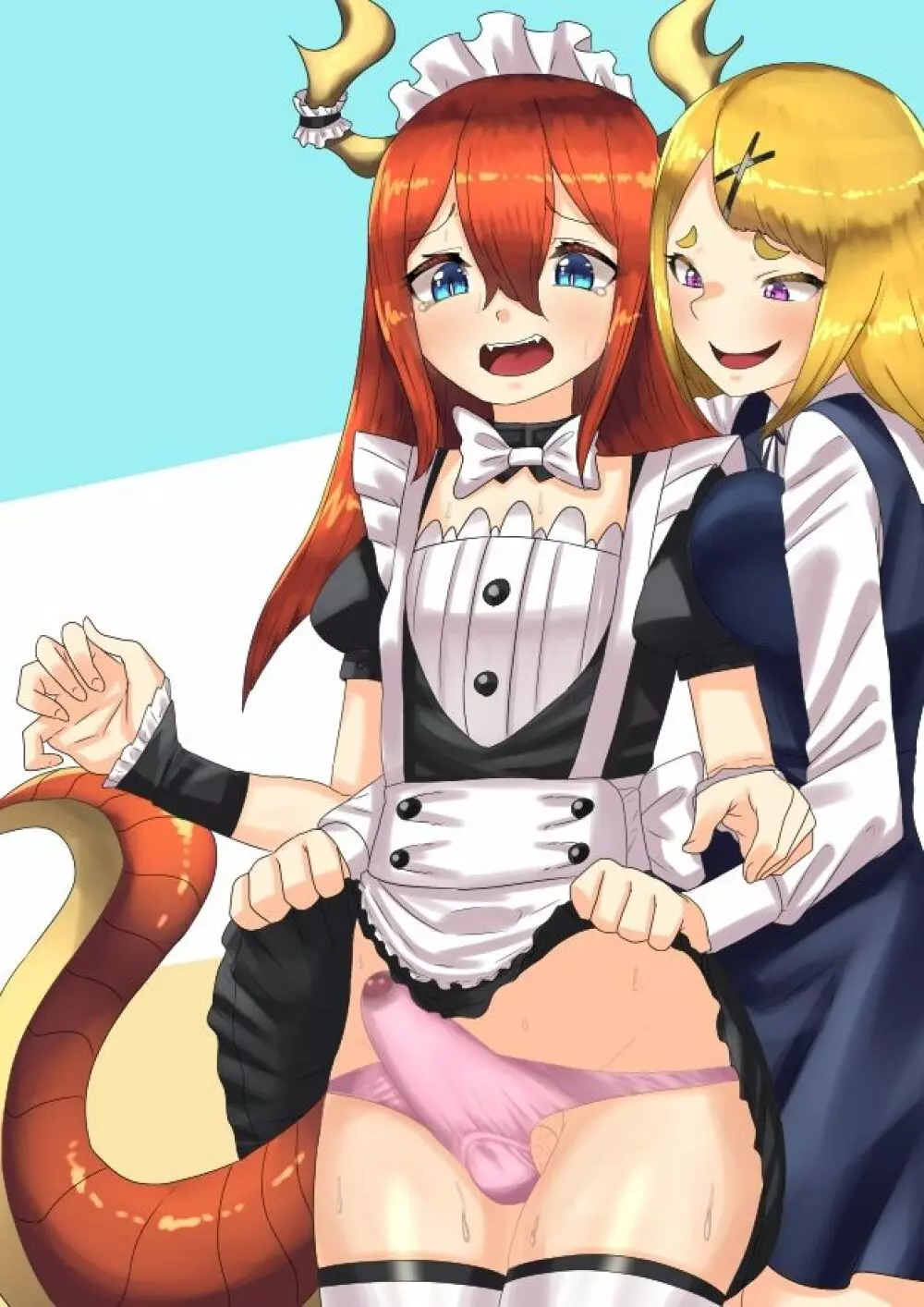 ふたなりお嬢様に拾われた竜人男の娘メイド - page2