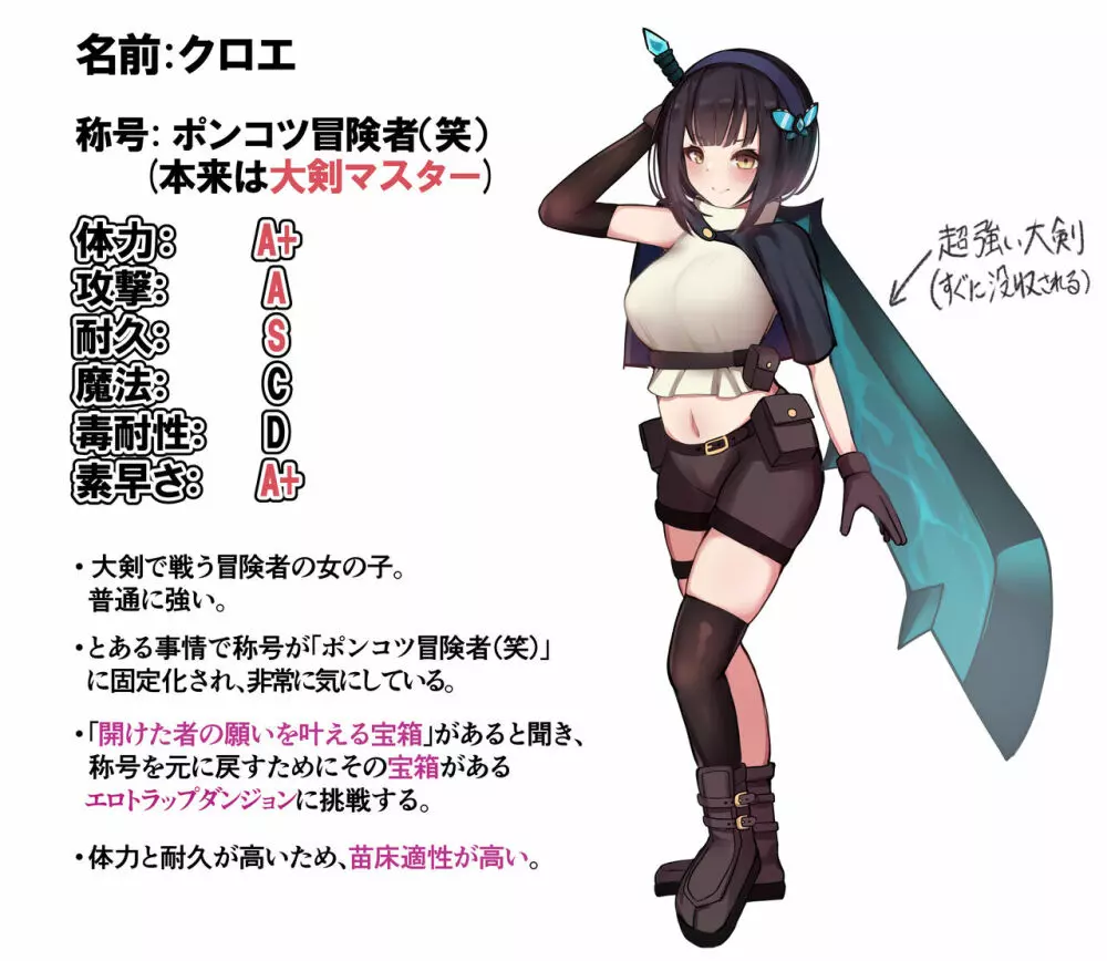 大剣マスターの 冒険者ちゃんが 触手の潜む ダンジョンに 挑戦する話 - page2