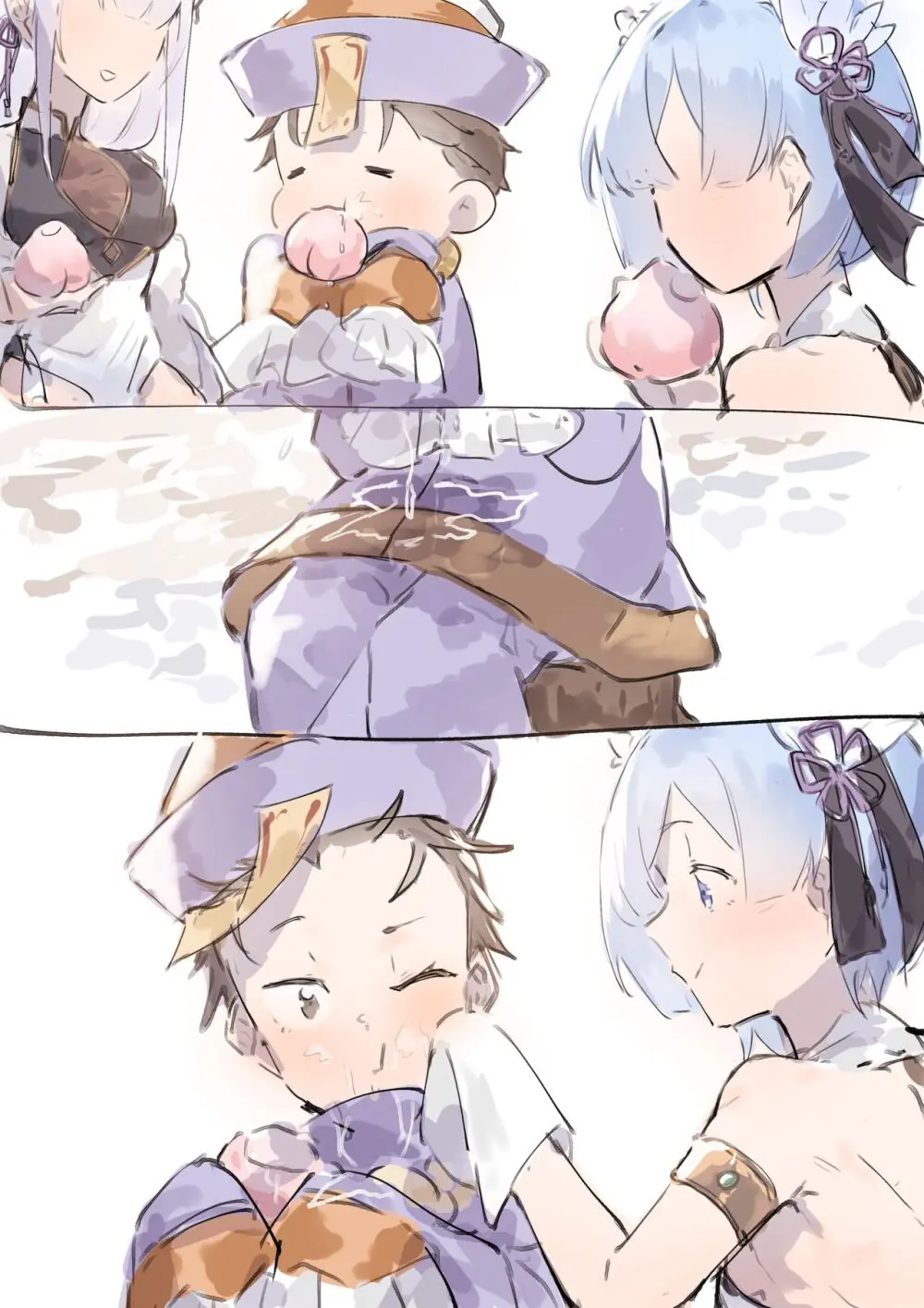 Emilia, Rem and Subaru futanari - page4