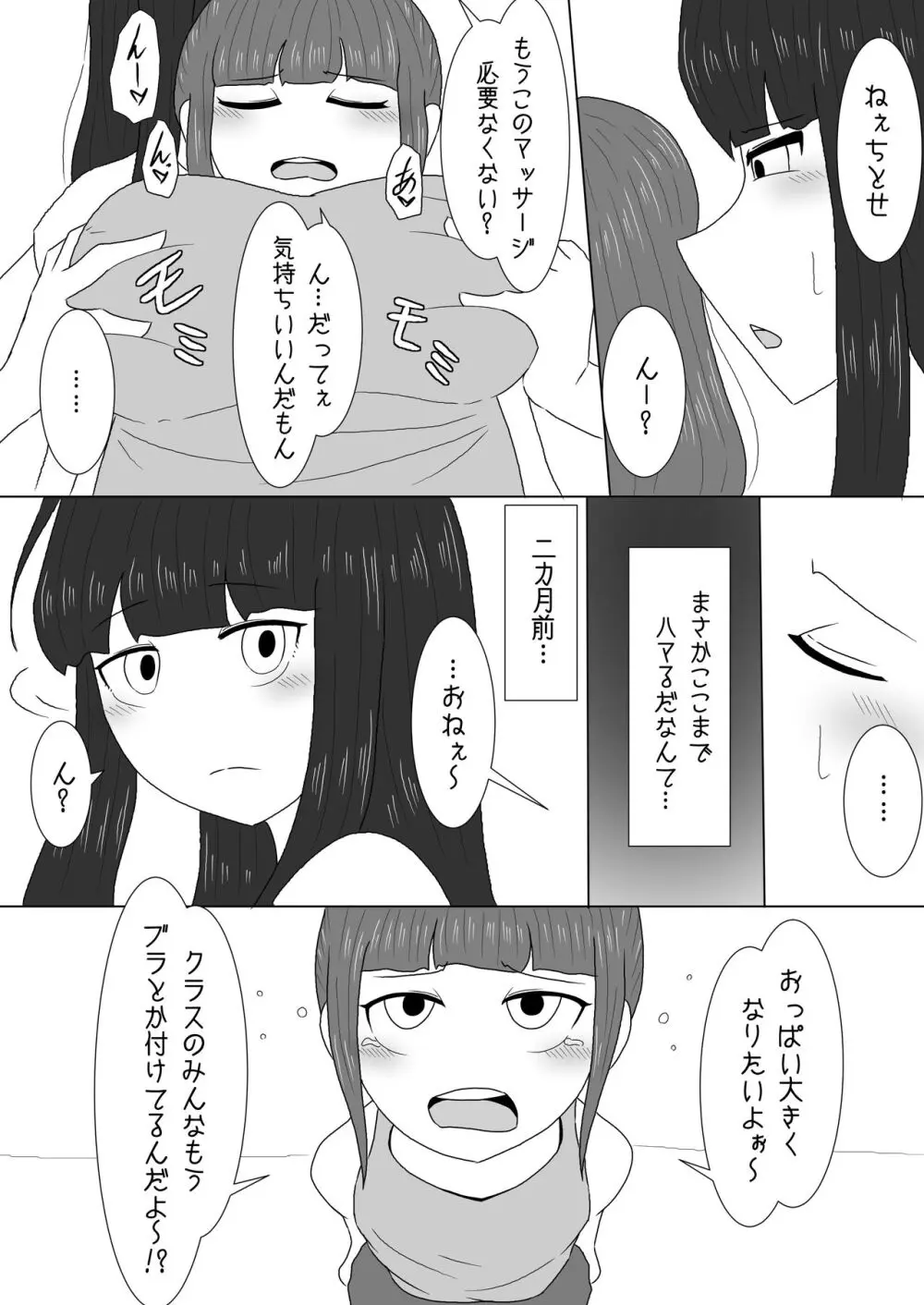 マッサージと偽って妹の貧乳を毎日揉んでいたら急成長しちゃった話 - page2