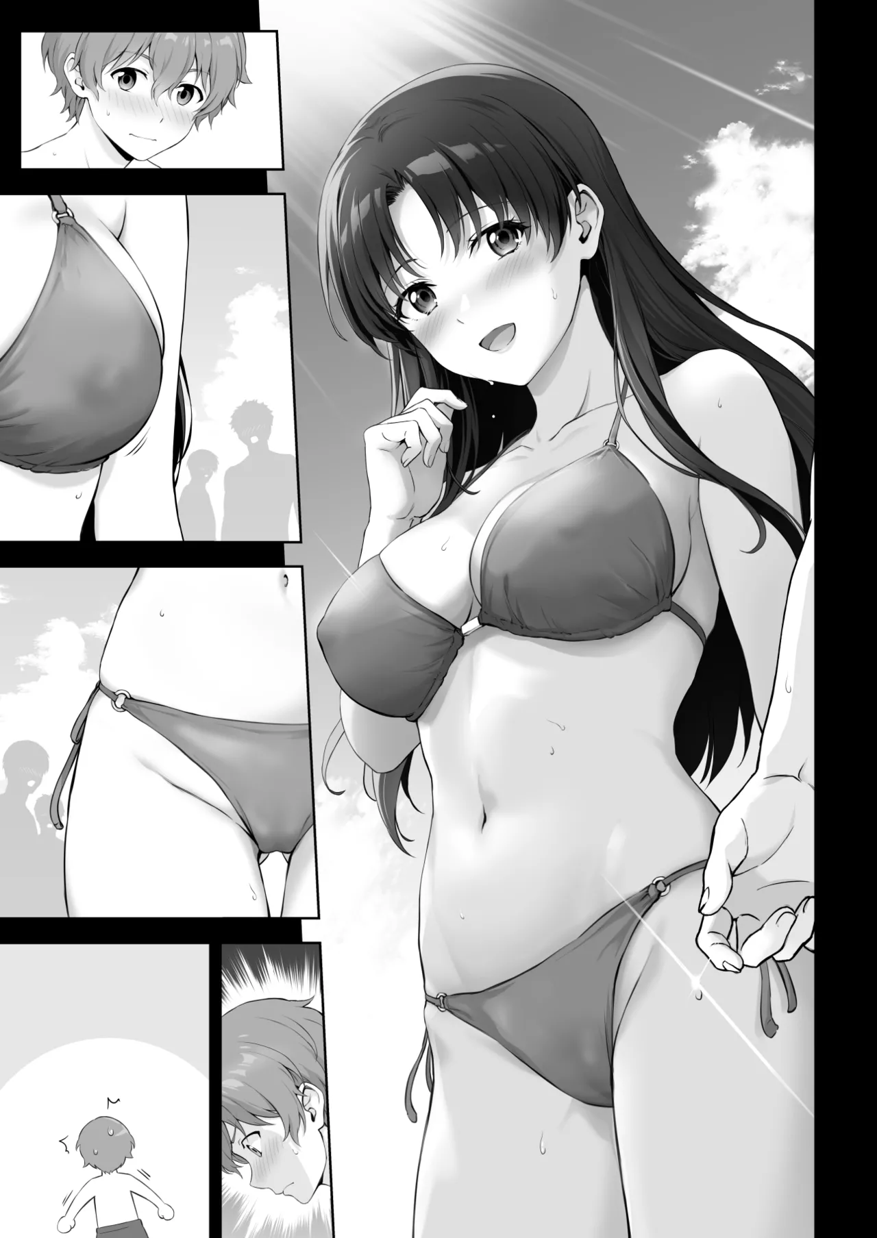 ビーチでモテモテの先輩と隠れてエッチなことする話 [無字]