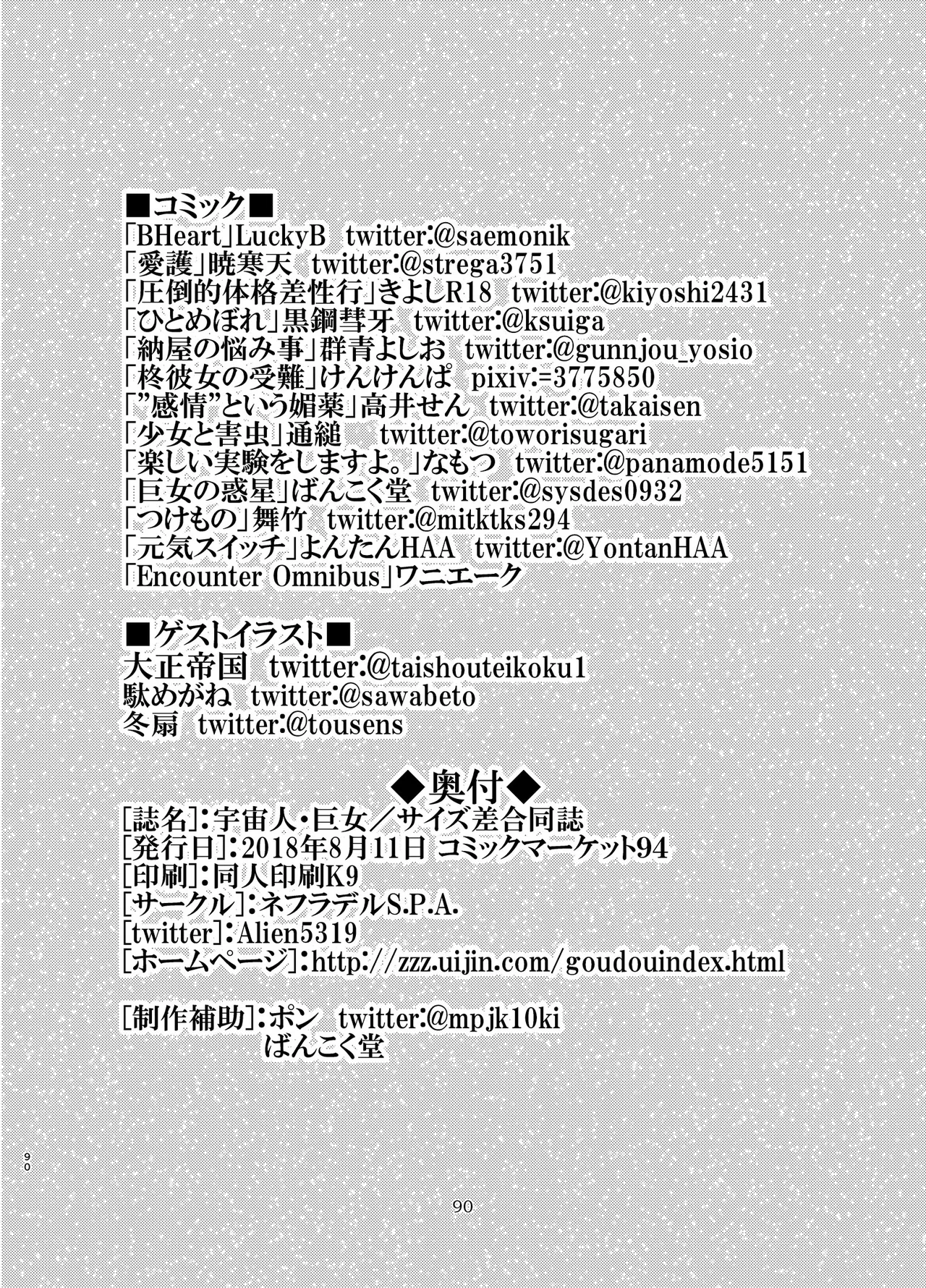 宇宙人・巨女/サイズ差合同誌 - page89