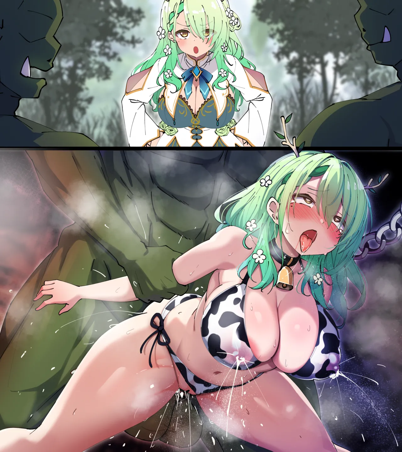 オークに連れ去られて乳牛とか肉嫁とかにされてしまった自然の番人 - page3