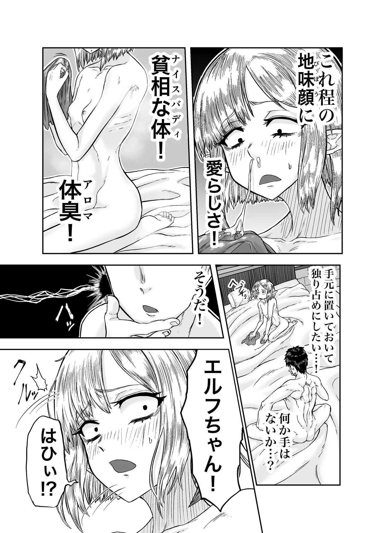 風呂嫌いな地味顔エルフの娼婦を騙して嫁にする - page19