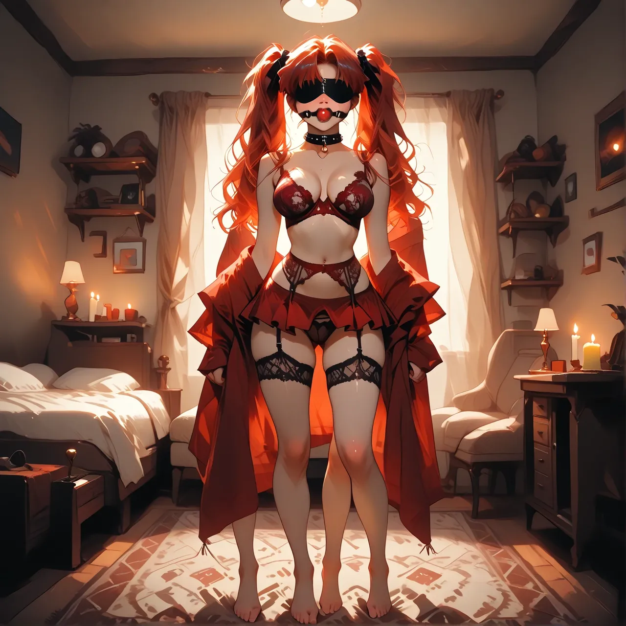 Redhead Red lingerie MMF Threesome groupsex [AI Generated] - page5