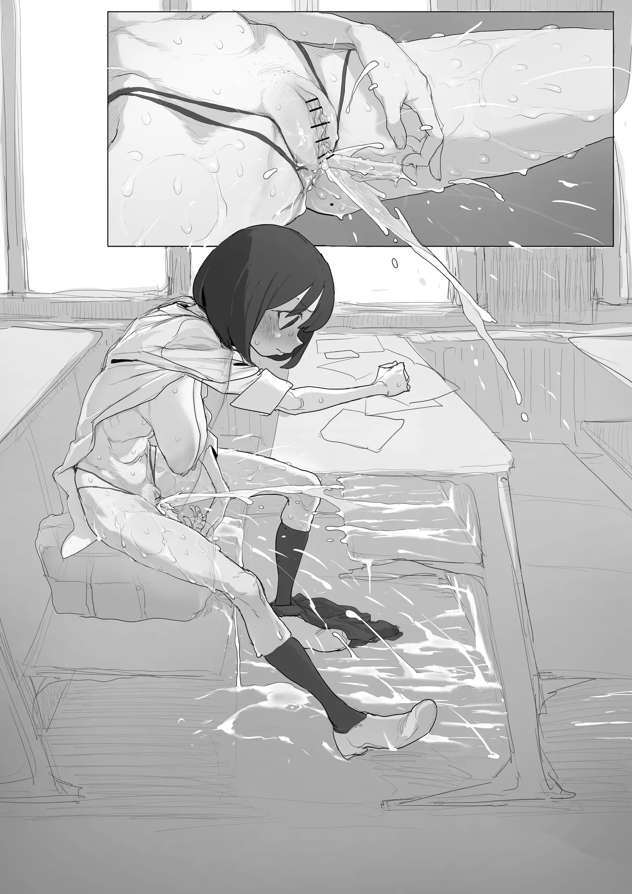 自習室で露出オナの練習してたら友達が来てピンチのルナちゃん - page14