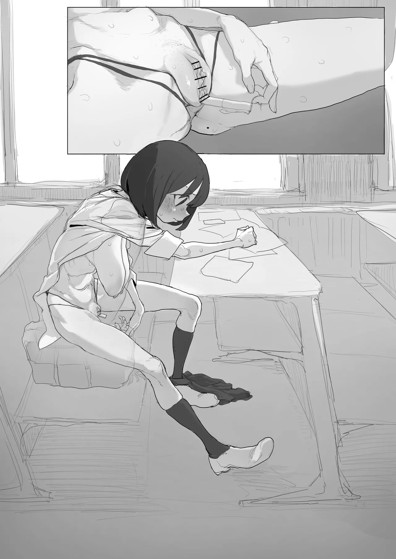 自習室で露出オナの練習してたら友達が来てピンチのルナちゃん - page21