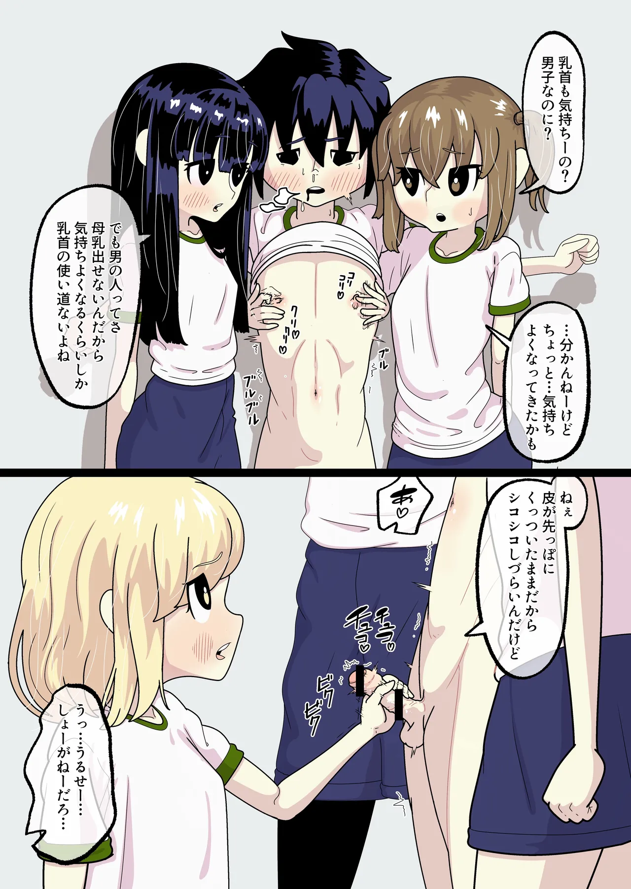 体育館裏で、クラスメイトたちから乳首と包茎チンポいじられる。 - page2