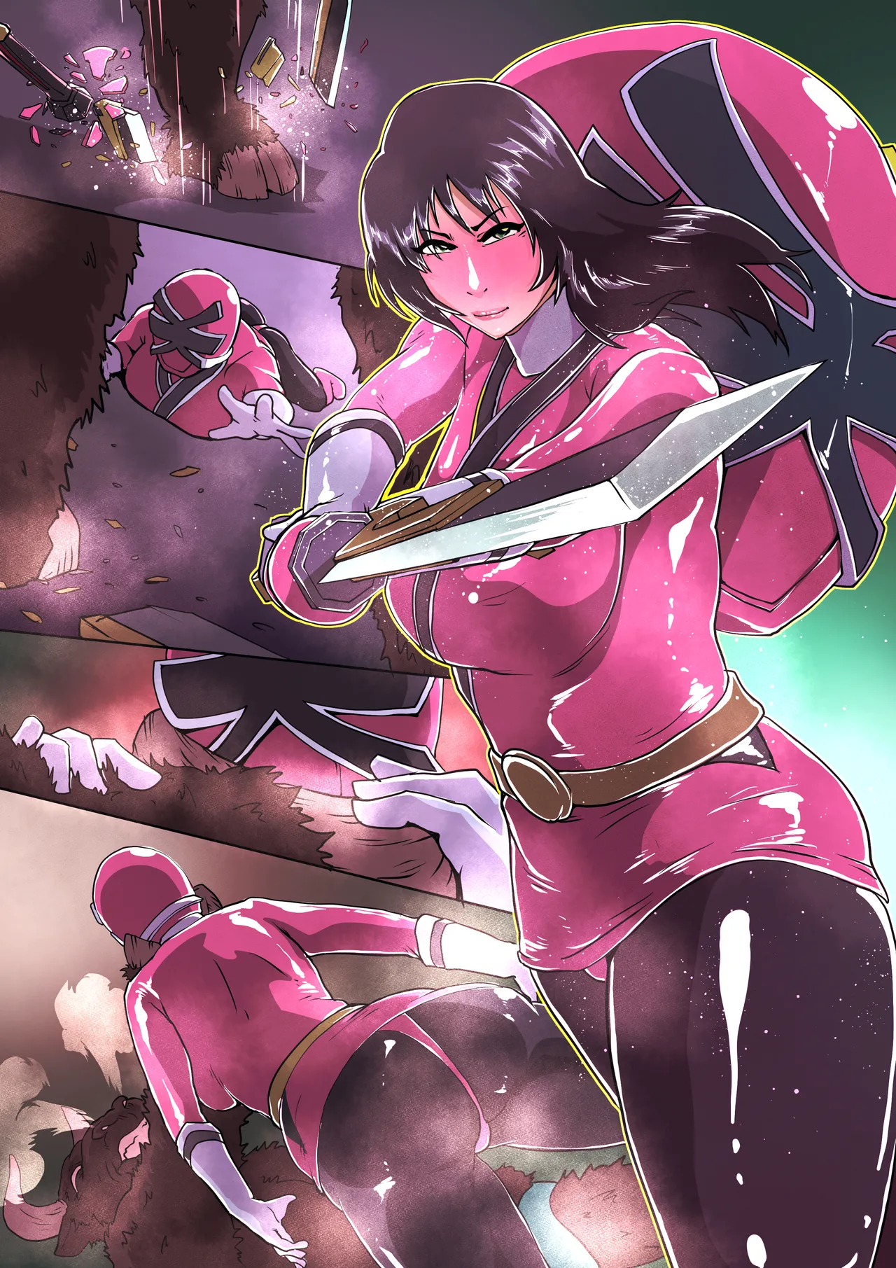 罰を受けるシンケンピンク - page3