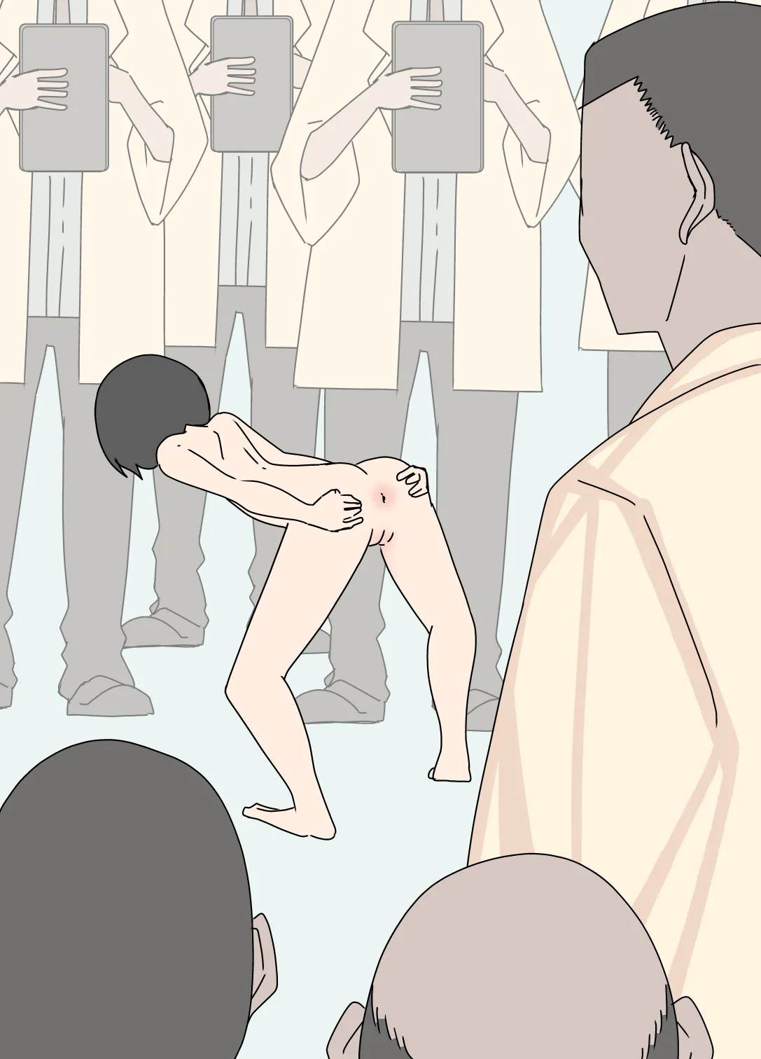 研究のために強制的に裸にされて浣腸された少女 - page8