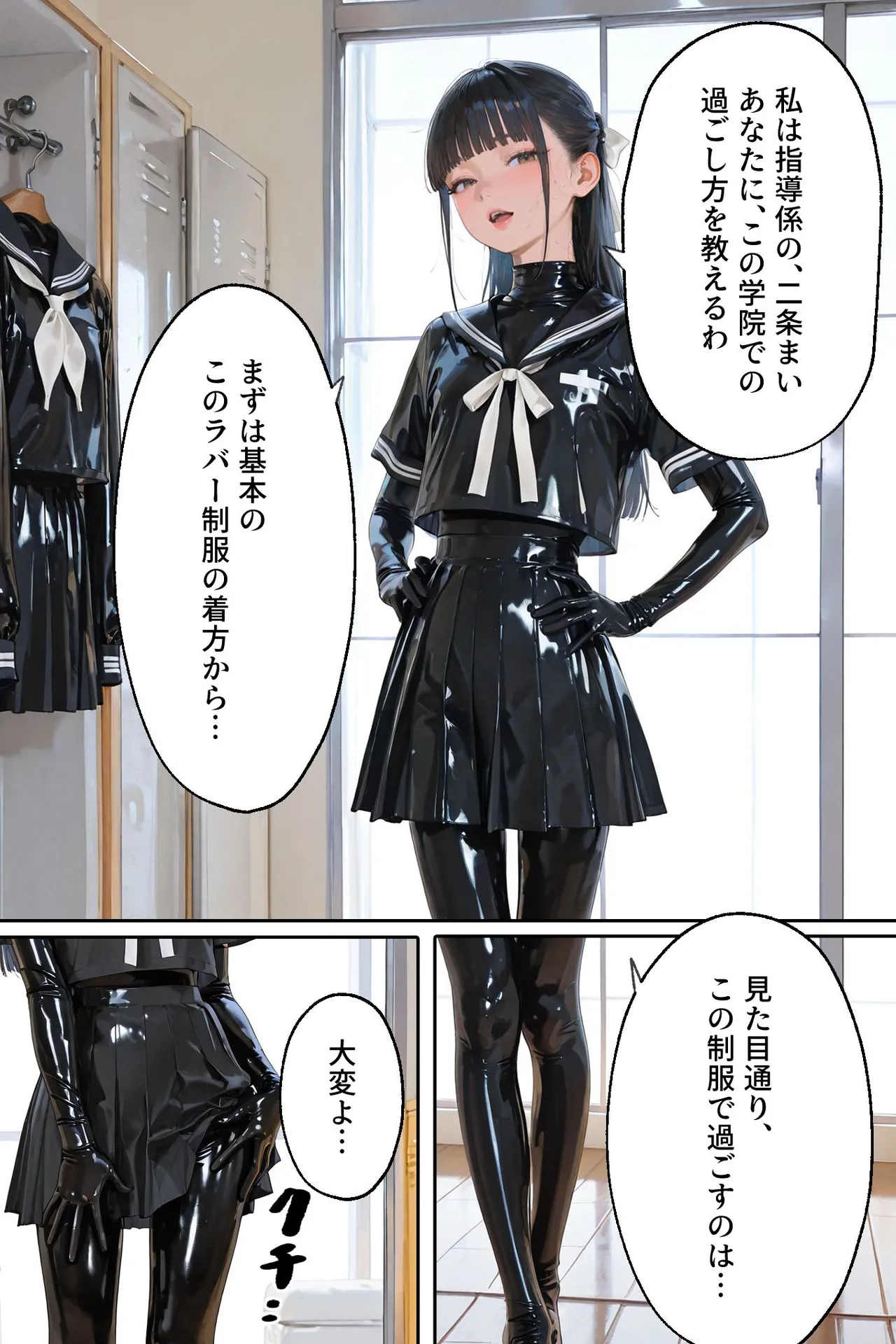 百合キス｜護謨学院『ラバーセーラー服着用レッスン - page10