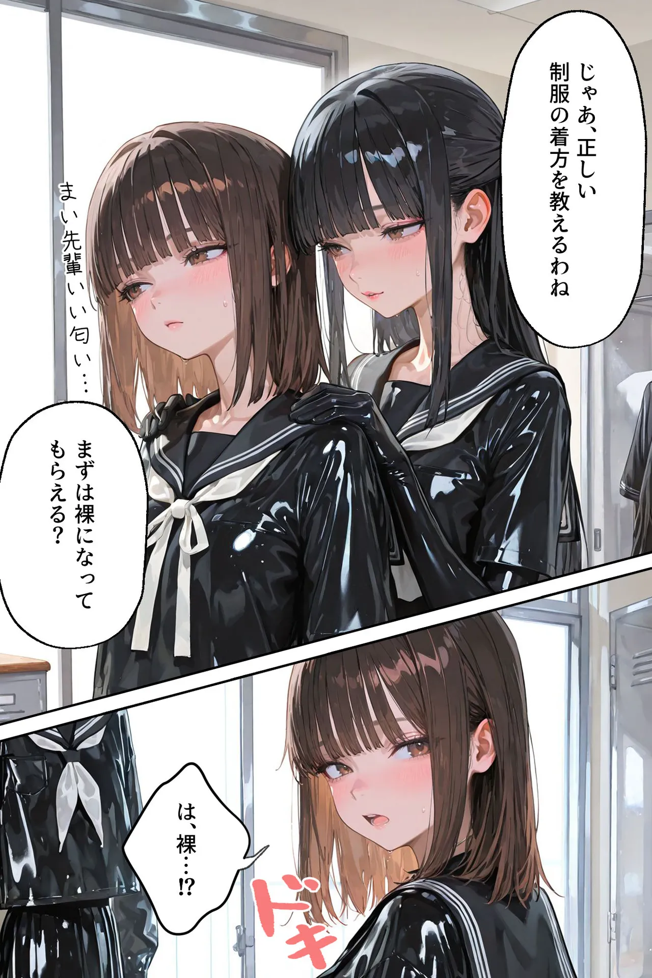 百合キス｜護謨学院『ラバーセーラー服着用レッスン - page14