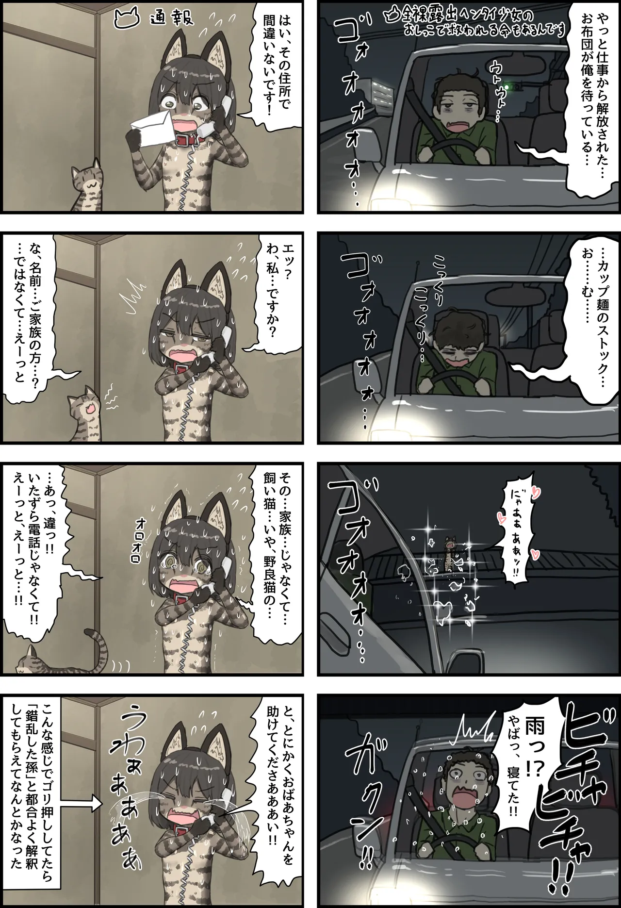 全裸に猫のボディペイントをされて夜の町を露出徘徊するハメになるお話 [REMAKE BONUS] - page1