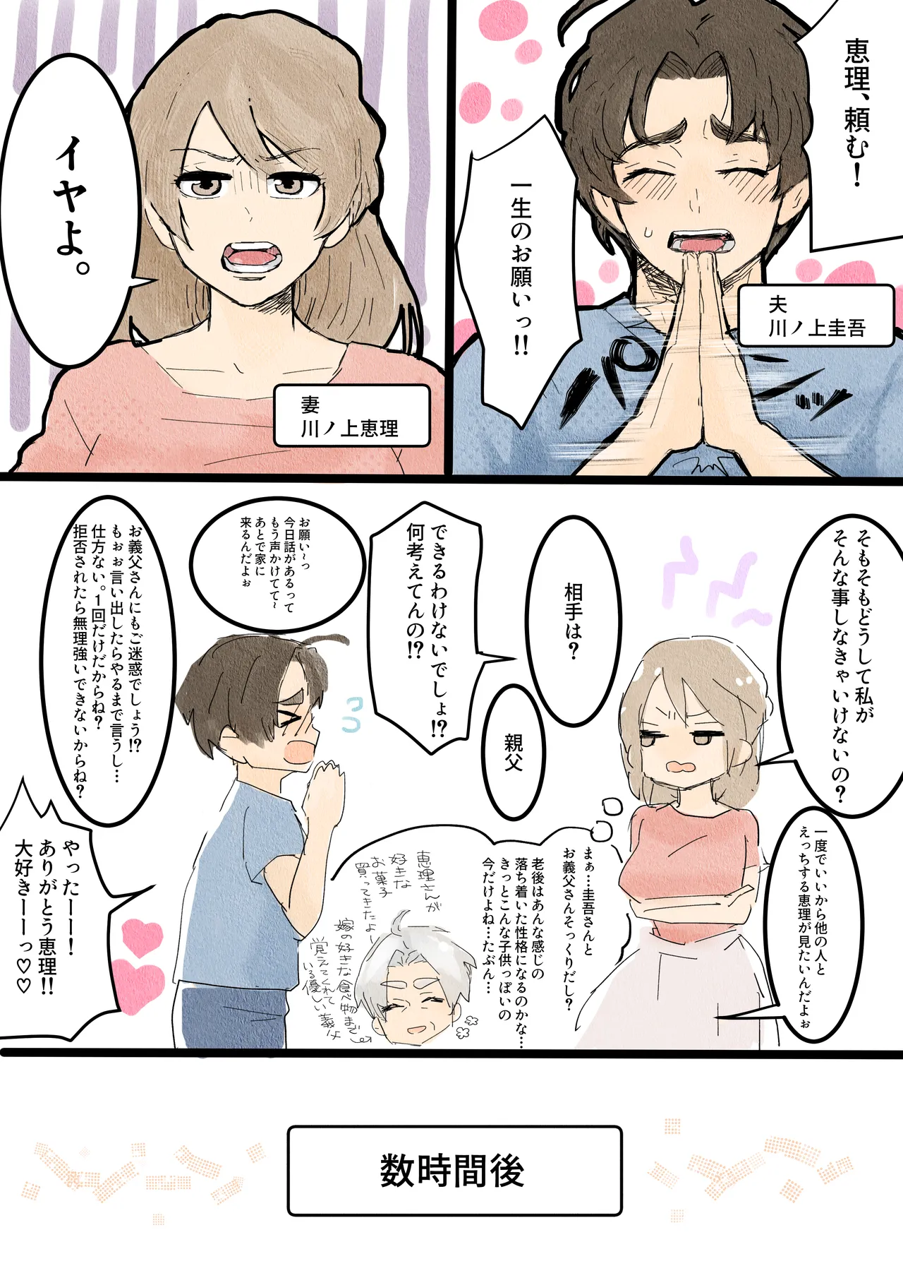 川ノ上恵理は夫の寝取らせ趣味で義父に体を許す - page2