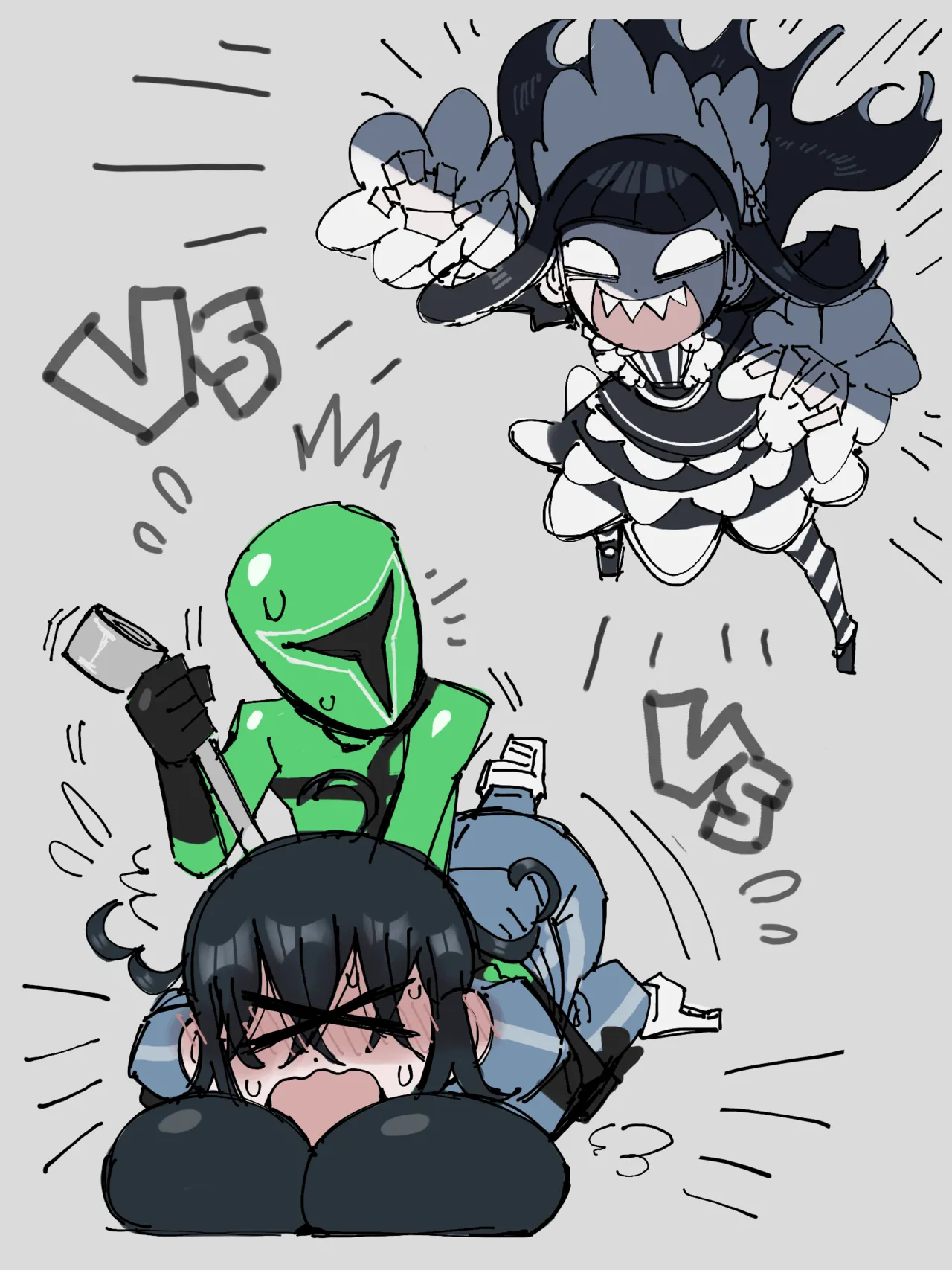 グリーンvsチヂムくん&ムレルちゃん