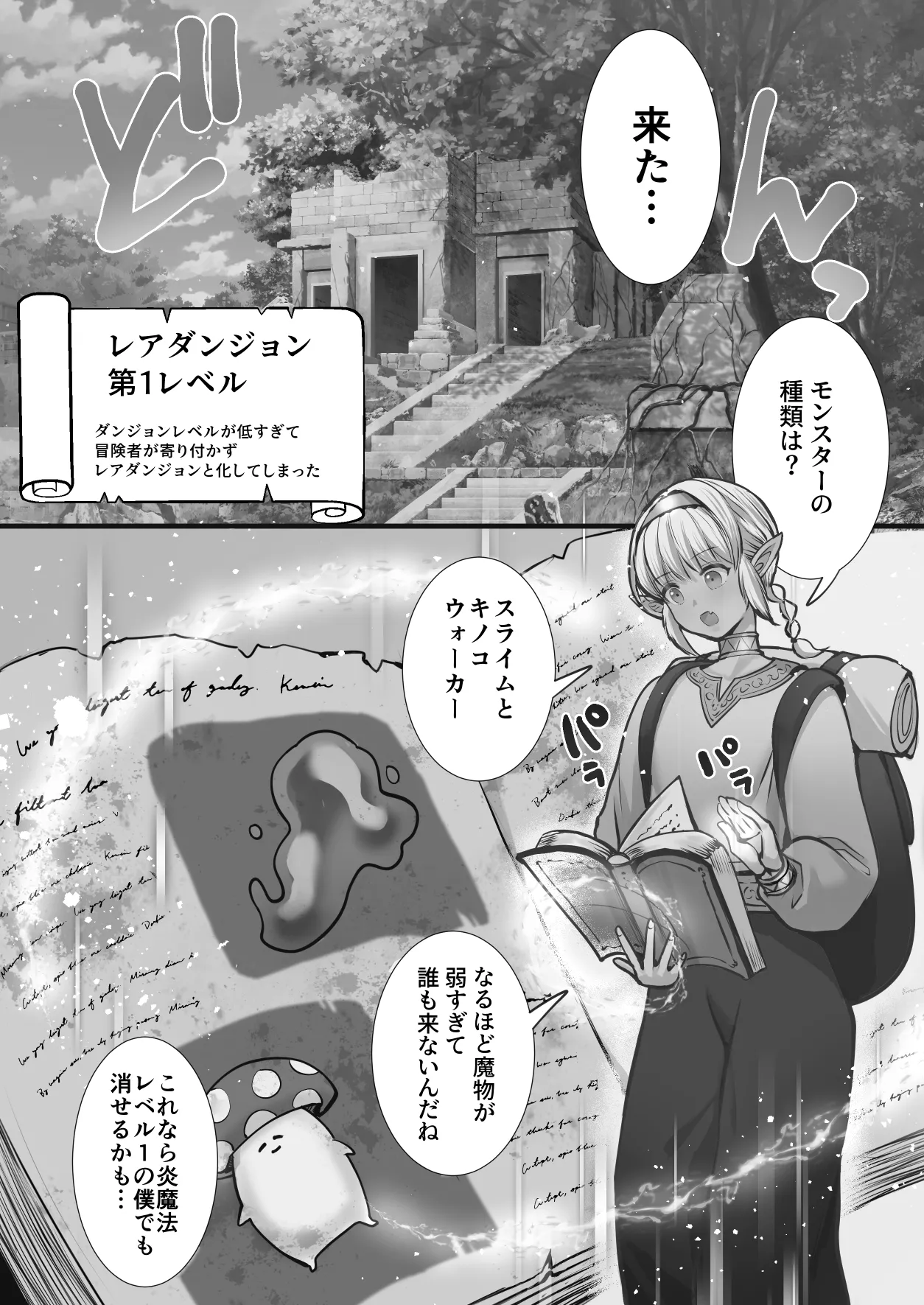最弱褐色エルフ、モンスターと魔力授与セックスでレベルアップ - page45