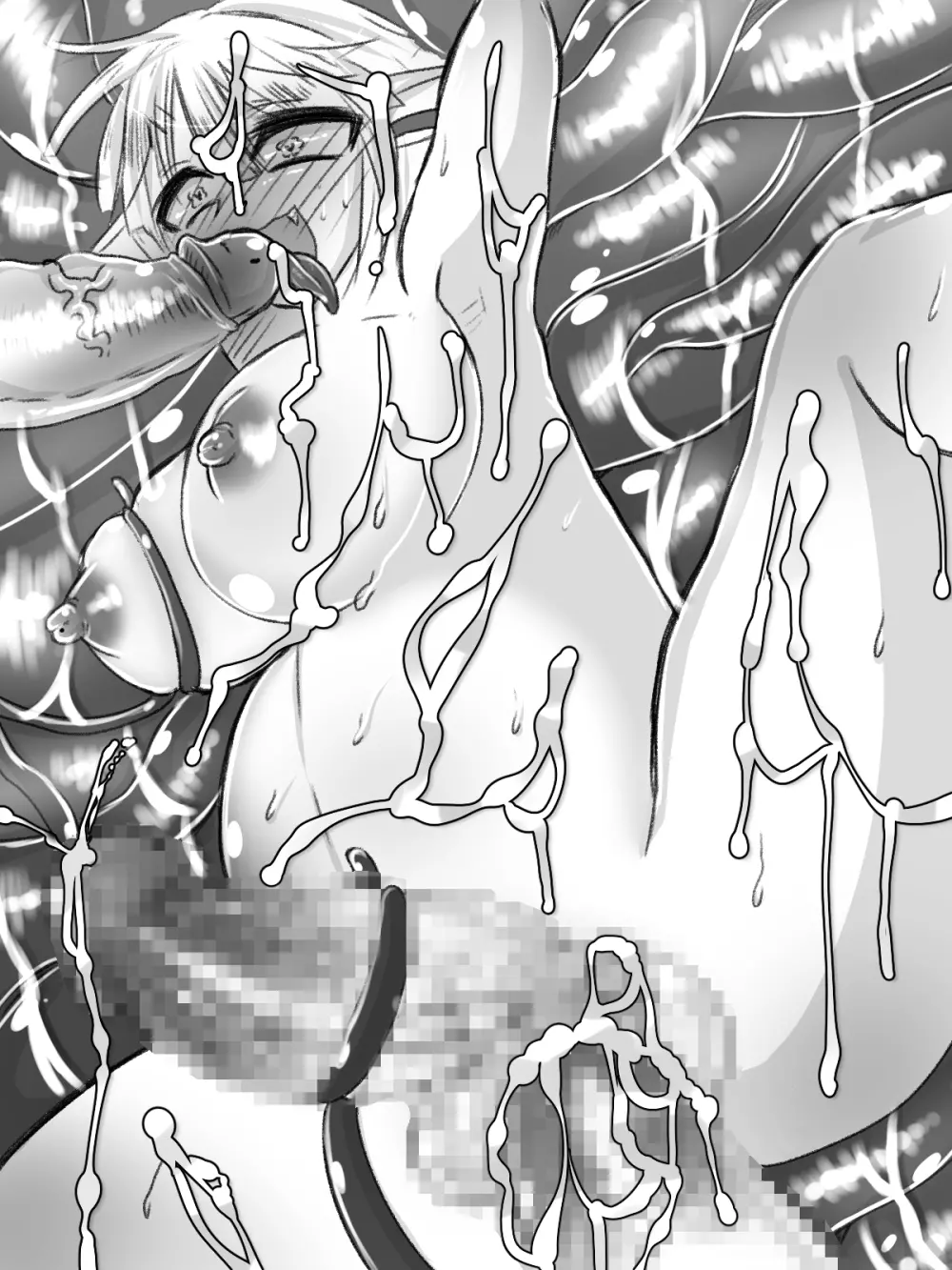 玉つきふたなりエルフさんが触手に襲われて尿道を責められて丸呑みされて中出しされて孕まされて出産しちゃう本 - page82