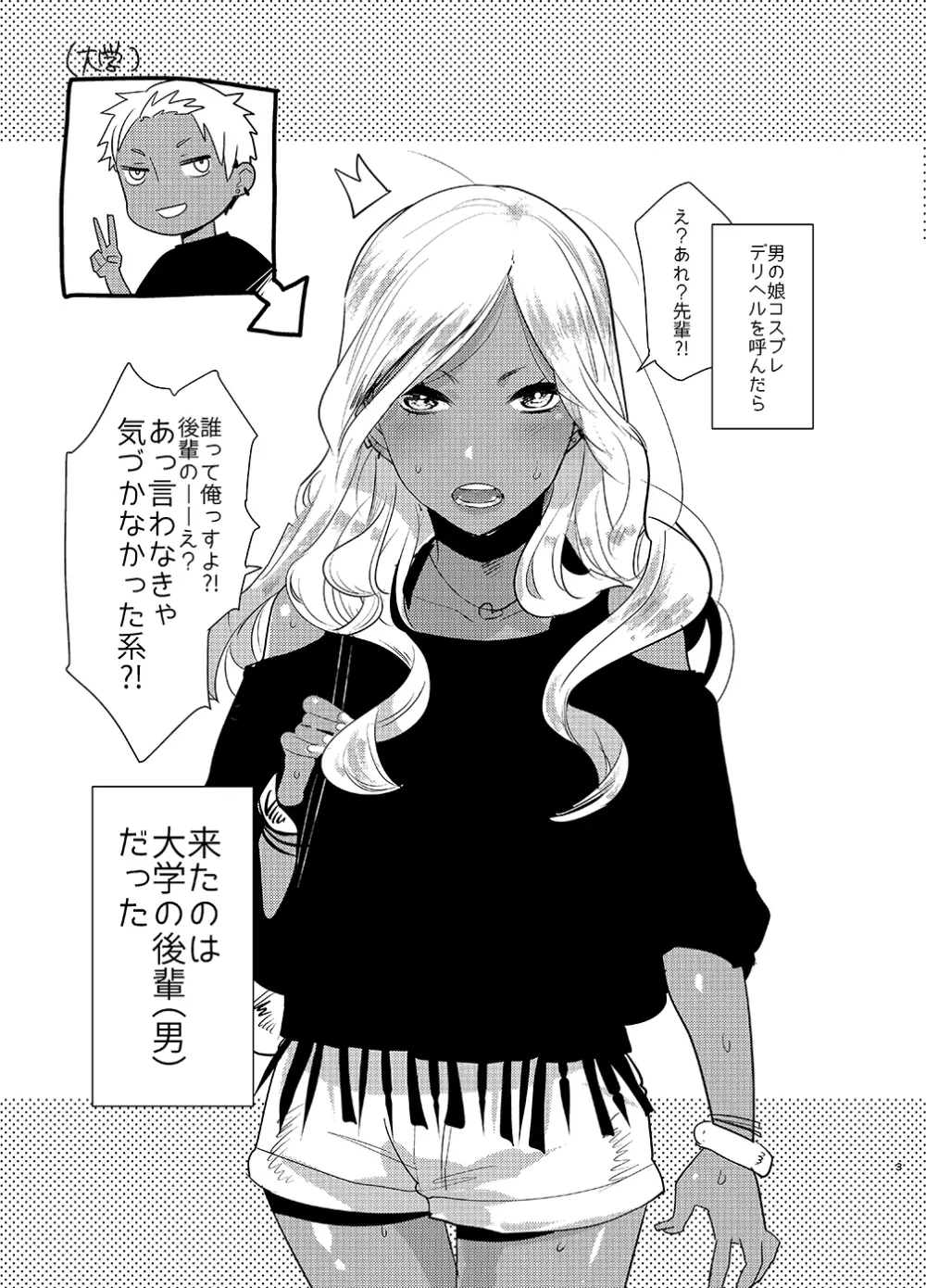 褐色男の娘デリヘルのえろほん～やってきた島風くんは大学のチャラい後輩で――？！編 - page2
